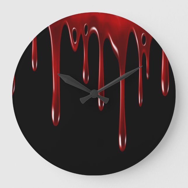 Falln Blood Drips Black Large Clock (Front)