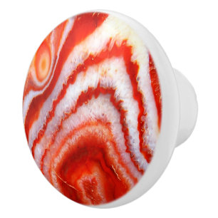 Falln Blood Orange Agate. Ceramic Knob