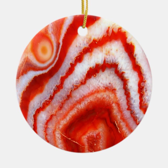 Falln Blood Orange Agate. Ceramic Tree Decoration (Front)