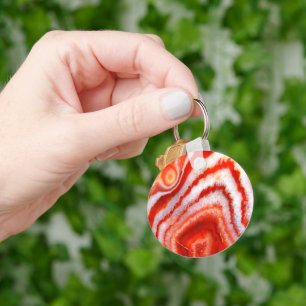 Falln Blood Orange Agate. Key Ring