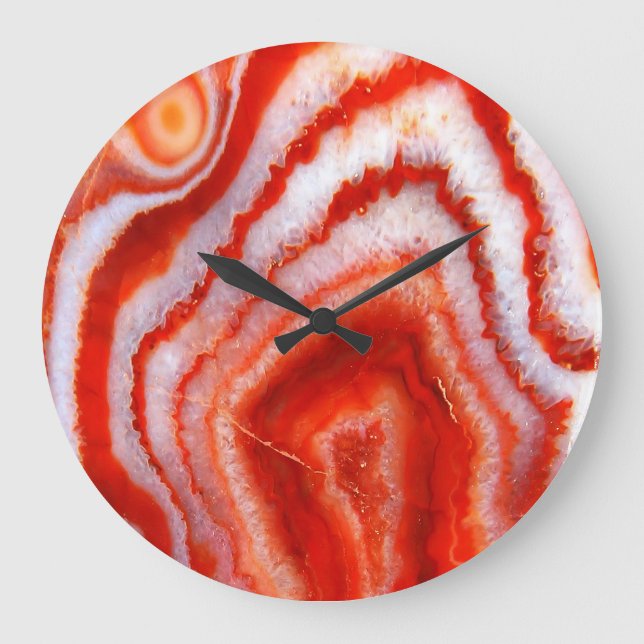 Falln Blood Orange Agate. Large Clock (Front)