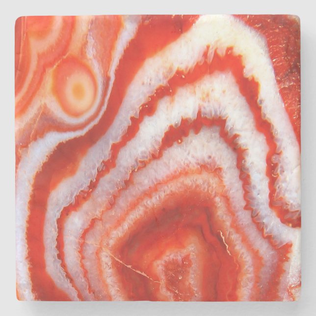 Falln Blood Orange Agate. Stone Coaster (Front)