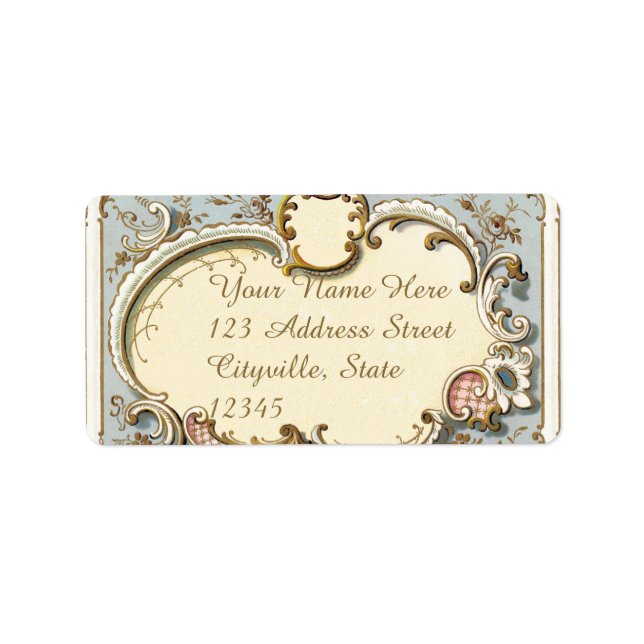 Falln Blue and Gold Victorian Frame Label (Front)