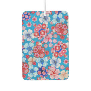 Falln Blue Cascading Floral Chirimen Car Air Freshener