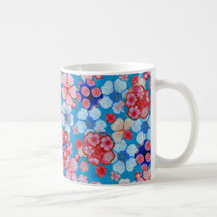 Falln Blue Cascading Floral Chirimen Coffee Mug