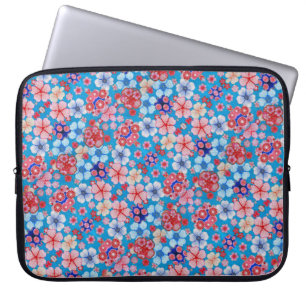 Falln Blue Cascading Floral Chirimen Laptop Sleeve