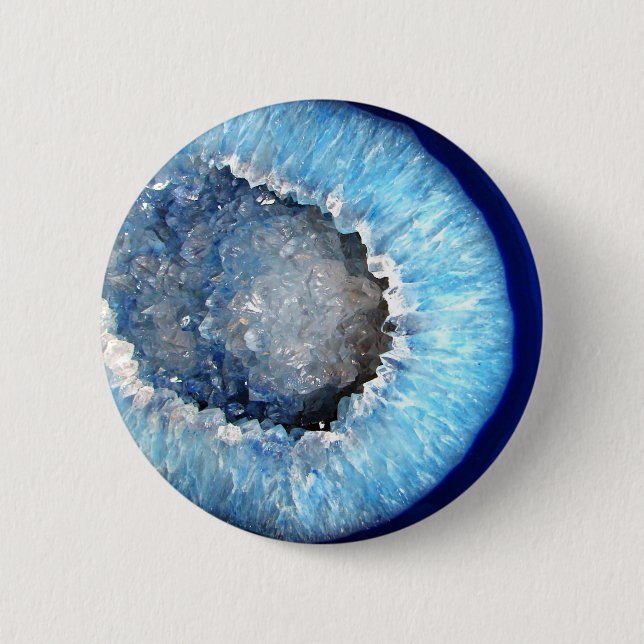 Falln Blue Crystal Geode 6 Cm Round Badge (Front)