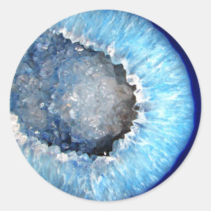 Falln Blue Crystal Geode Classic Round Sticker