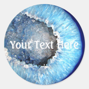 Falln Blue Crystal Geode Classic Round Sticker