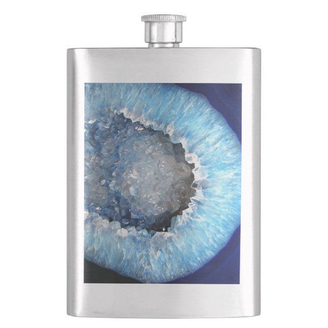 Falln Blue Crystal Geode Hip Flask (Front)