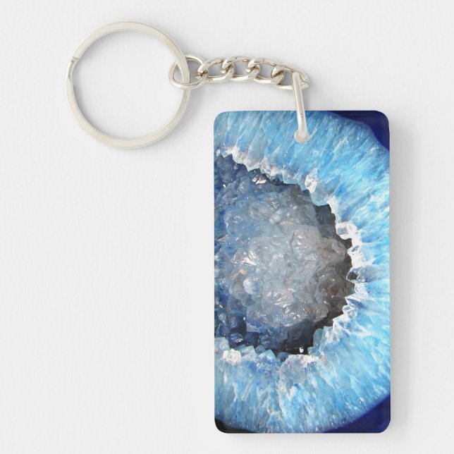 Falln Blue Crystal Geode Key Ring (Front)