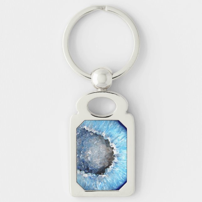 Falln Blue Crystal Geode Key Ring (Front)