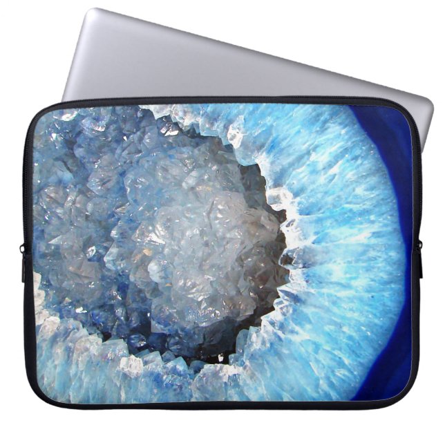 Falln Blue Crystal Geode Laptop Sleeve (Front)
