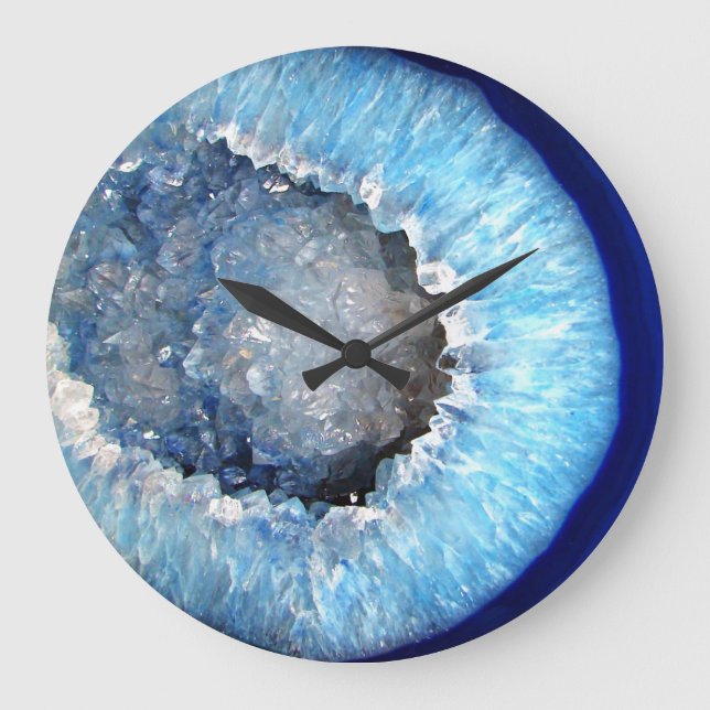 Falln Blue Crystal Geode Large Clock (Front)