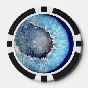 Falln Blue Crystal Geode Poker Chips