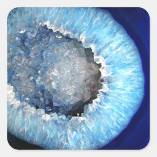 Falln Blue Crystal Geode Square Sticker