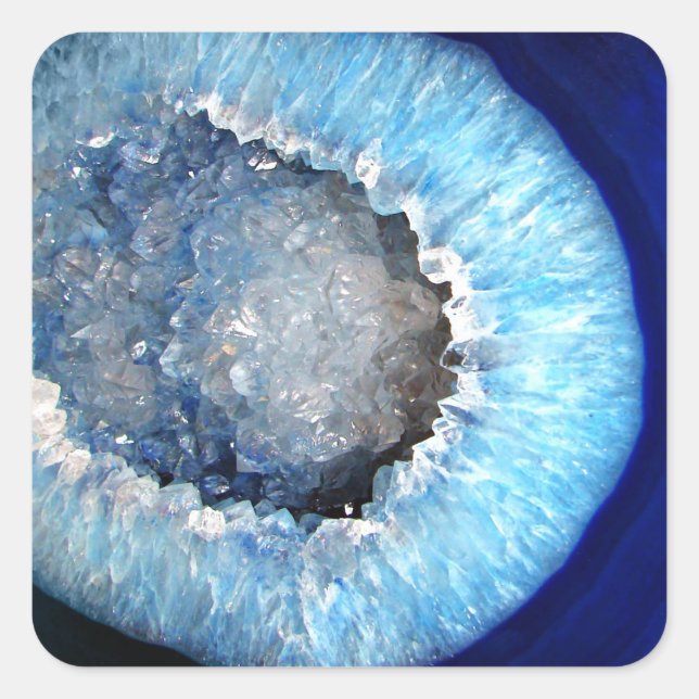 Falln Blue Crystal Geode Square Sticker (Front)