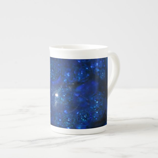 Falln Blue Glass Bubbles Bone China Mug (Front Right)