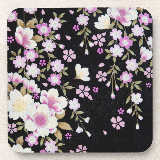 Falln Cascading Pink Flowers Coaster (Front)