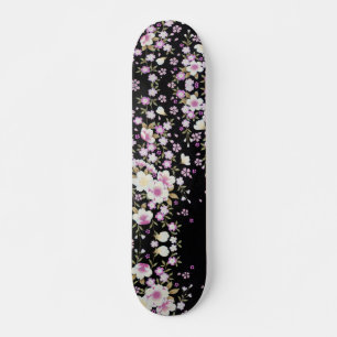 Falln Cascading Pink Flowers Skateboard