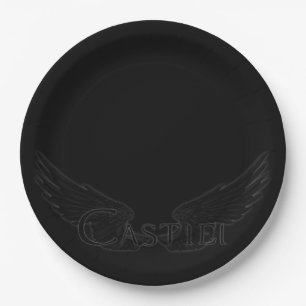 Falln Castiel With Wings Black Paper Plate