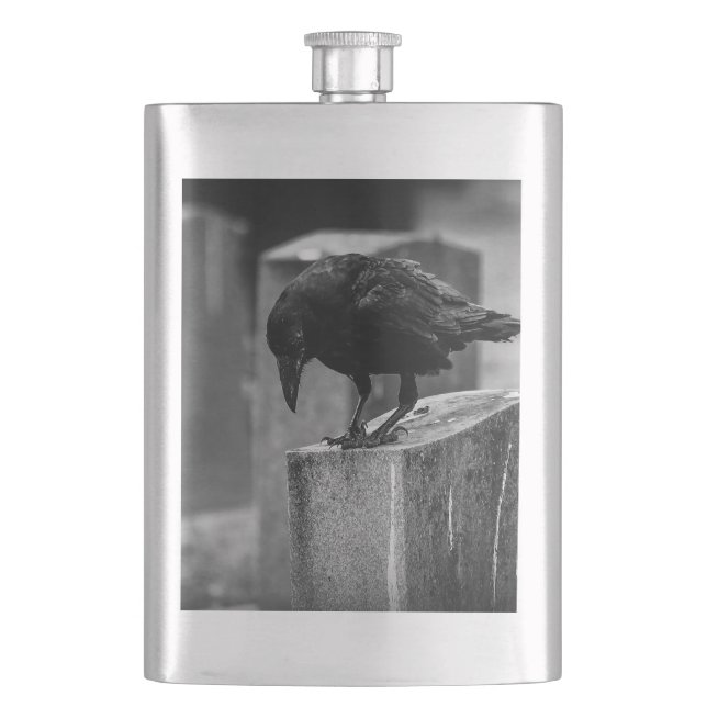 Falln Cemetery Crow Hip Flask (Front)