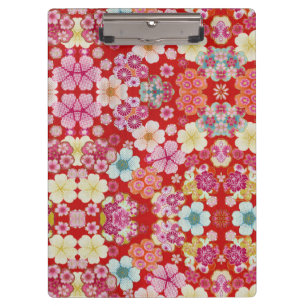 Falln Crimson Floral Chirimen Clipboard