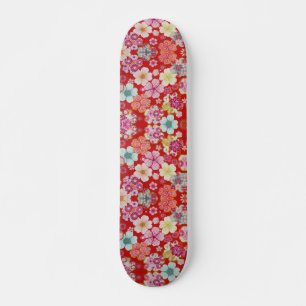 Falln Crimson Floral Chirimen Skateboard