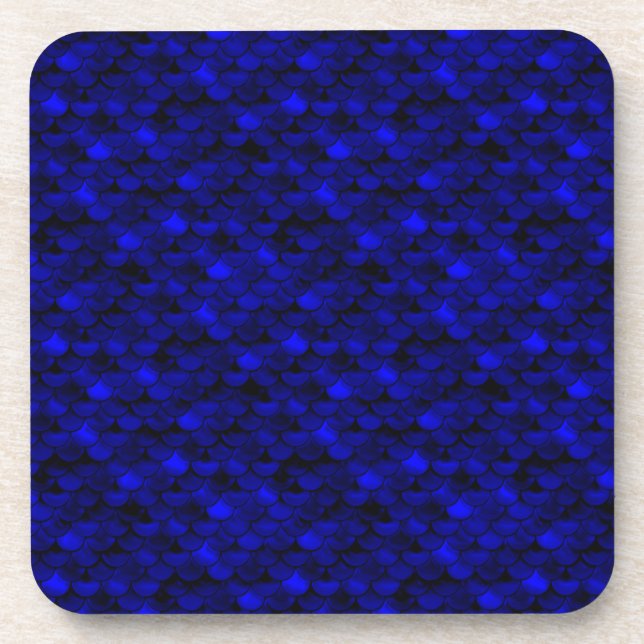 Falln Dark Blue Mermaid Scales Coaster (Front)