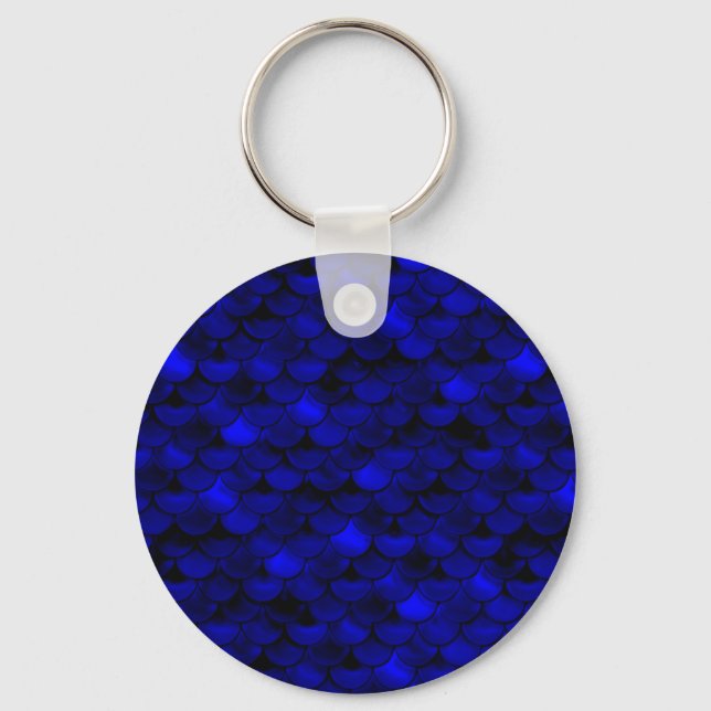 Falln Dark Blue Mermaid Scales Key Ring (Front)