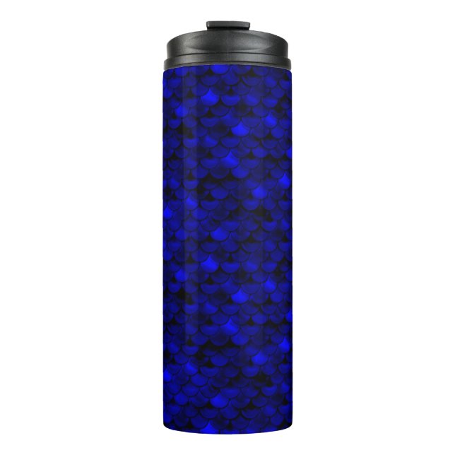 Falln Dark Blue Mermaid Scales Thermal Tumbler (Front)