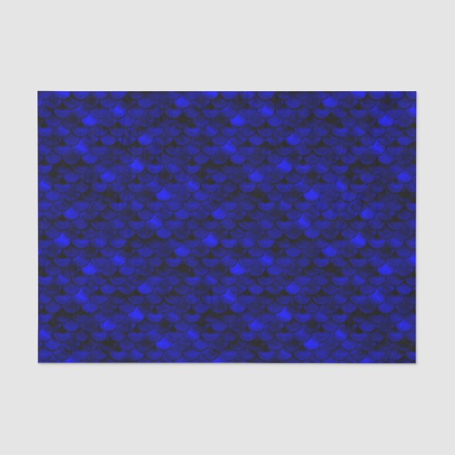 Falln Dark Blue Mermaid Scales Tissue Paper (Front)
