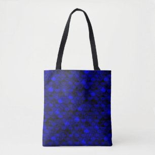 Falln Dark Blue Mermaid Scales Tote Bag