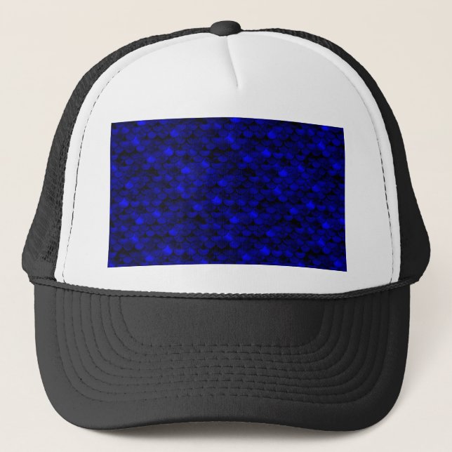 Falln Dark Blue Mermaid Scales Trucker Hat (Front)