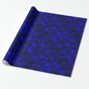 Falln Dark Blue Mermaid Scales Wrapping Paper