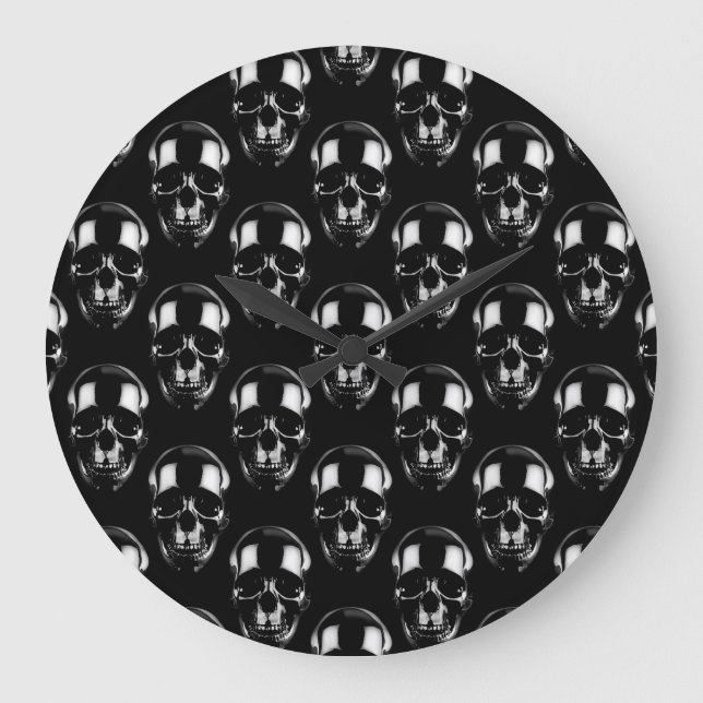 Falln Dark Skulls Large Clock (Front)