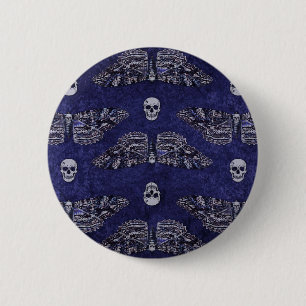 Falln Deathshead Moth and Skulls 6 Cm Round Badge