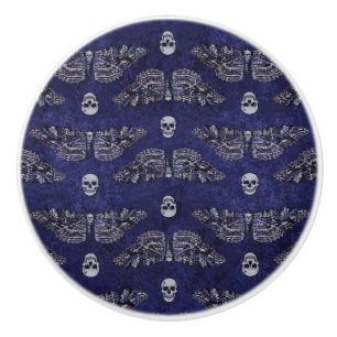 Falln Deathshead Moth and Skulls Ceramic Knob
