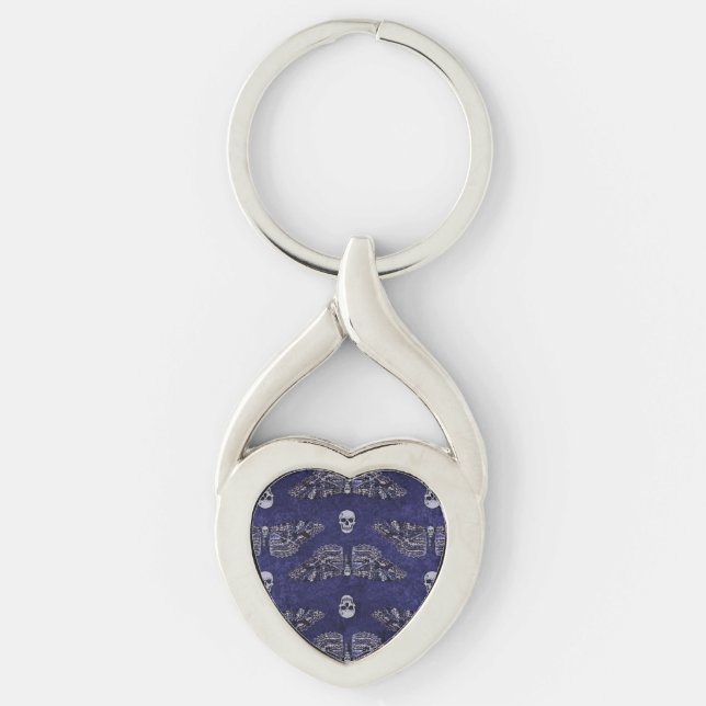 Falln Deathshead Moth and Skulls Key Ring (Front)