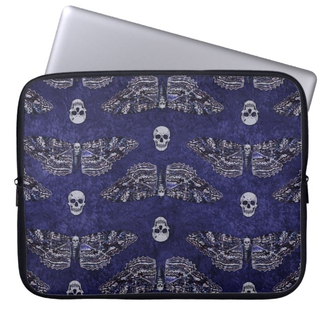 Falln Deathshead Moth and Skulls Laptop Sleeve (Front)