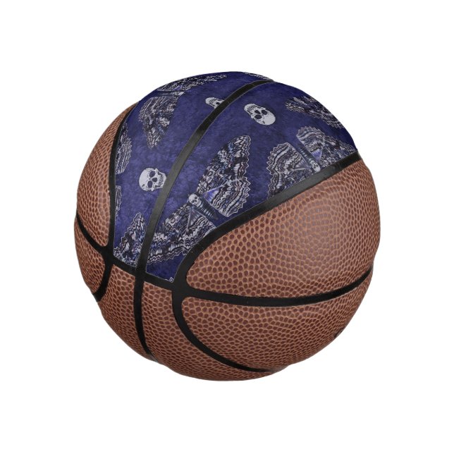 Falln Deathshead Moth and Skulls Mini Basketball (Angled)
