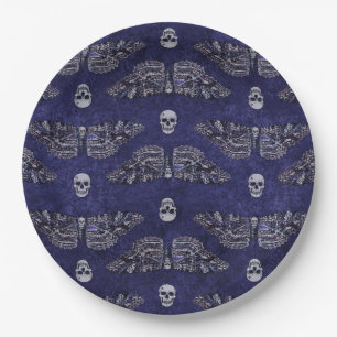 Falln Deathshead Moth and Skulls Paper Plate