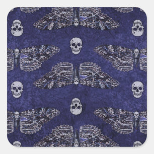 Falln Deathshead Moth and Skulls Square Sticker