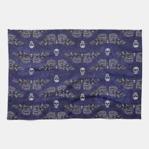 Falln Deathshead Moth and Skulls Tea Towel