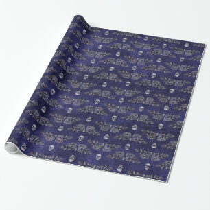 Falln Deathshead Moth and Skulls Wrapping Paper