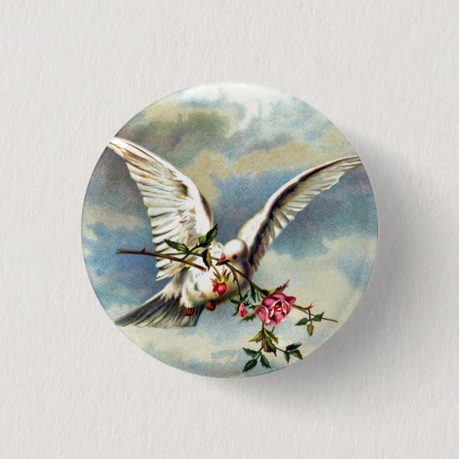 Falln Dove with Roses 3 Cm Round Badge (Front)