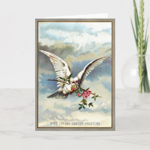 Falln Easter Dove with Roses Holiday Card