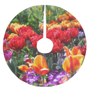 Falln Floral Crimson Waves Brushed Polyester Tree Skirt