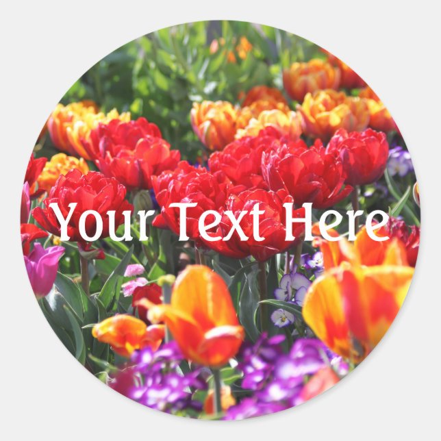Falln Floral Crimson Waves Classic Round Sticker (Front)
