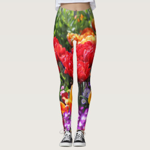 Falln Floral Crimson Waves Leggings